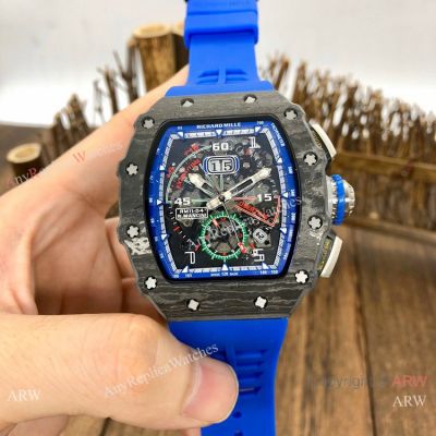 Richard Mille rm11-04 Men Watch Carbon Case Blue Rubber Strap